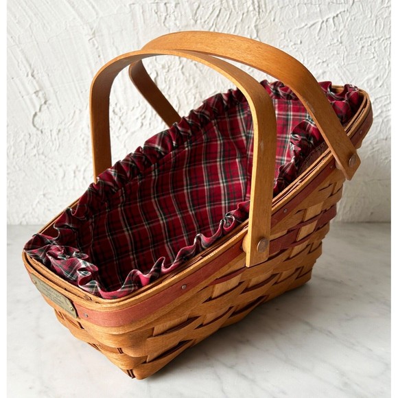 Longaberger Basket Christmas 1991 Yuletide Traditions Basket Plaid Fabric Liner - Picture 2 of 14